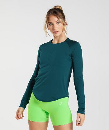 Gymshark Sweat Seamless Ženske Dugi Rukav Tirkizne | HR 3528DFM